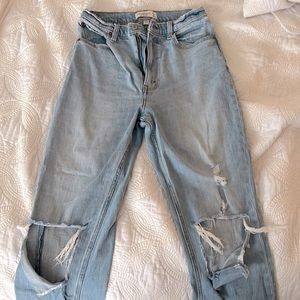 Abercrombie Ankle Straight Ultra High Rise Curve Love Light Wash!